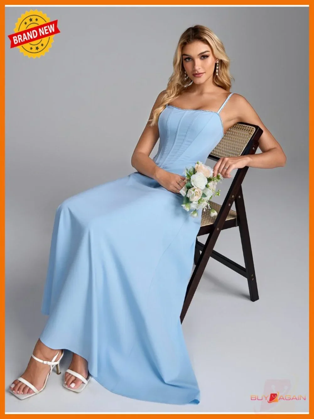 Corset Spaghetti Strap Floral Maxi Dress Square Neck Backless Formal
